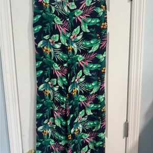 Loft Tropical Leaf Print Flowy Pants